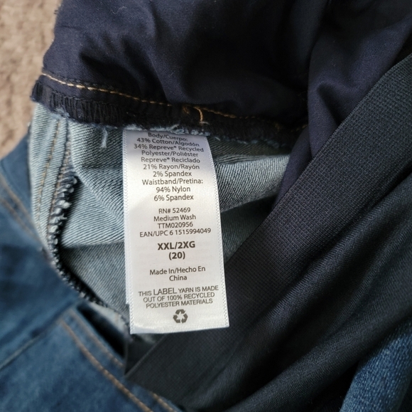 Time and Tru Maternity Jeans XXL 2XL 20 Medium Wash Plus Stretch - Picture 4 of 6